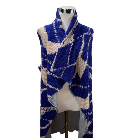 Anthropologie Tabitha Purple Abstract Long Sleeveless Cardigan Cardi Coat Vest - Picture 3 of 12